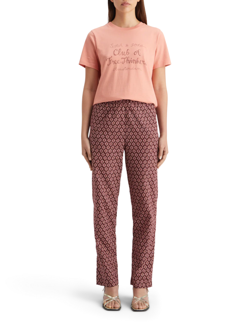 Gia block print pull on pant