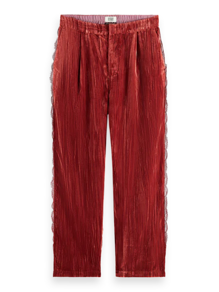 LACE TRIMMED VELVET PANT - Image 3