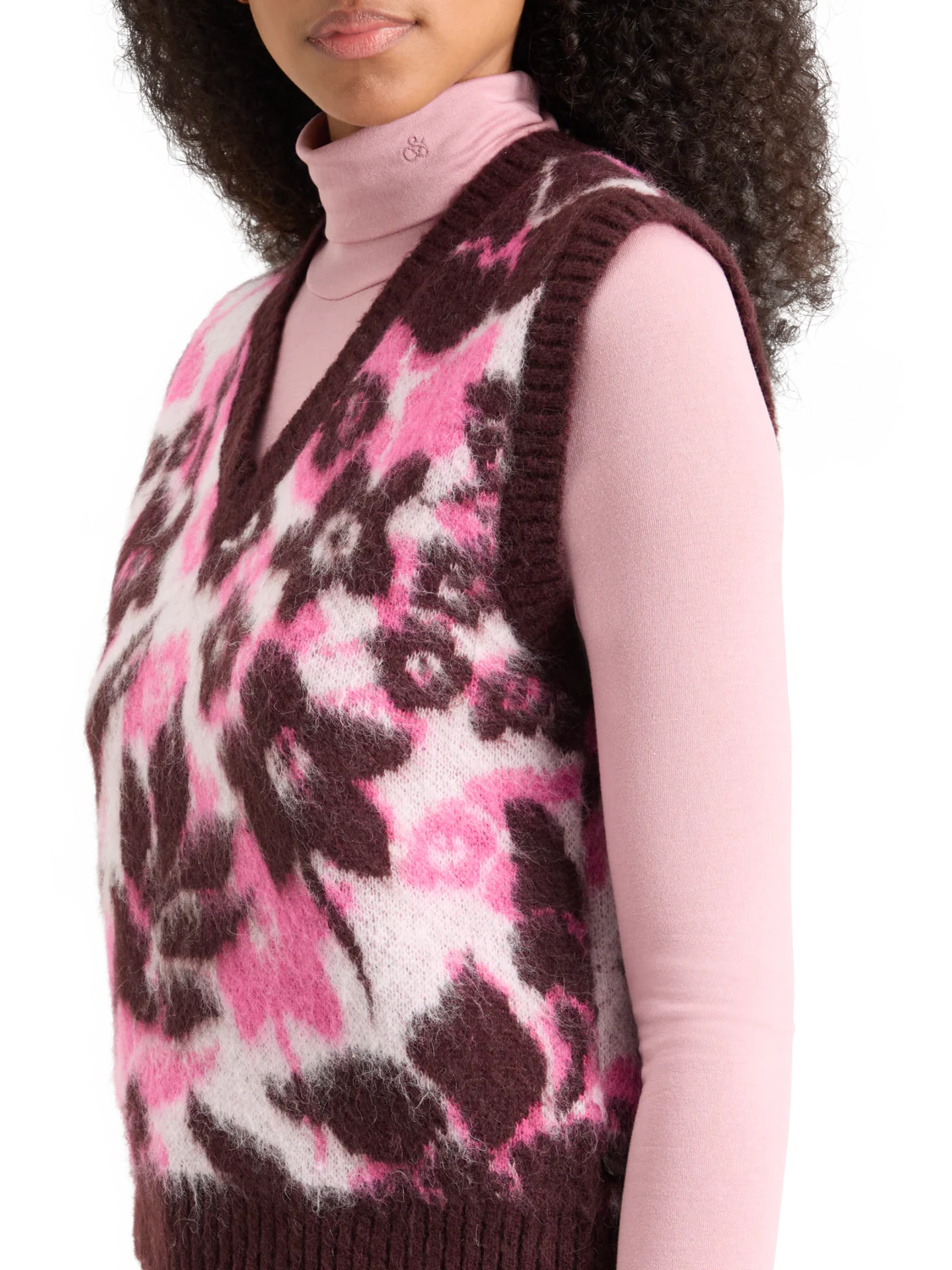 FUZZY V- NECK JACQUARD SPENCER - Image 2