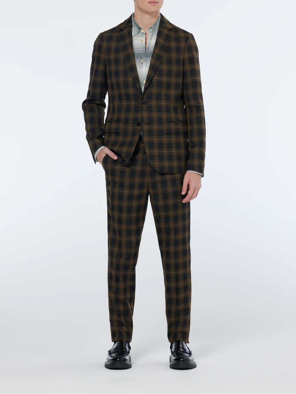 Single-breasted yarn-dyed check regular fit blazer - Image 2