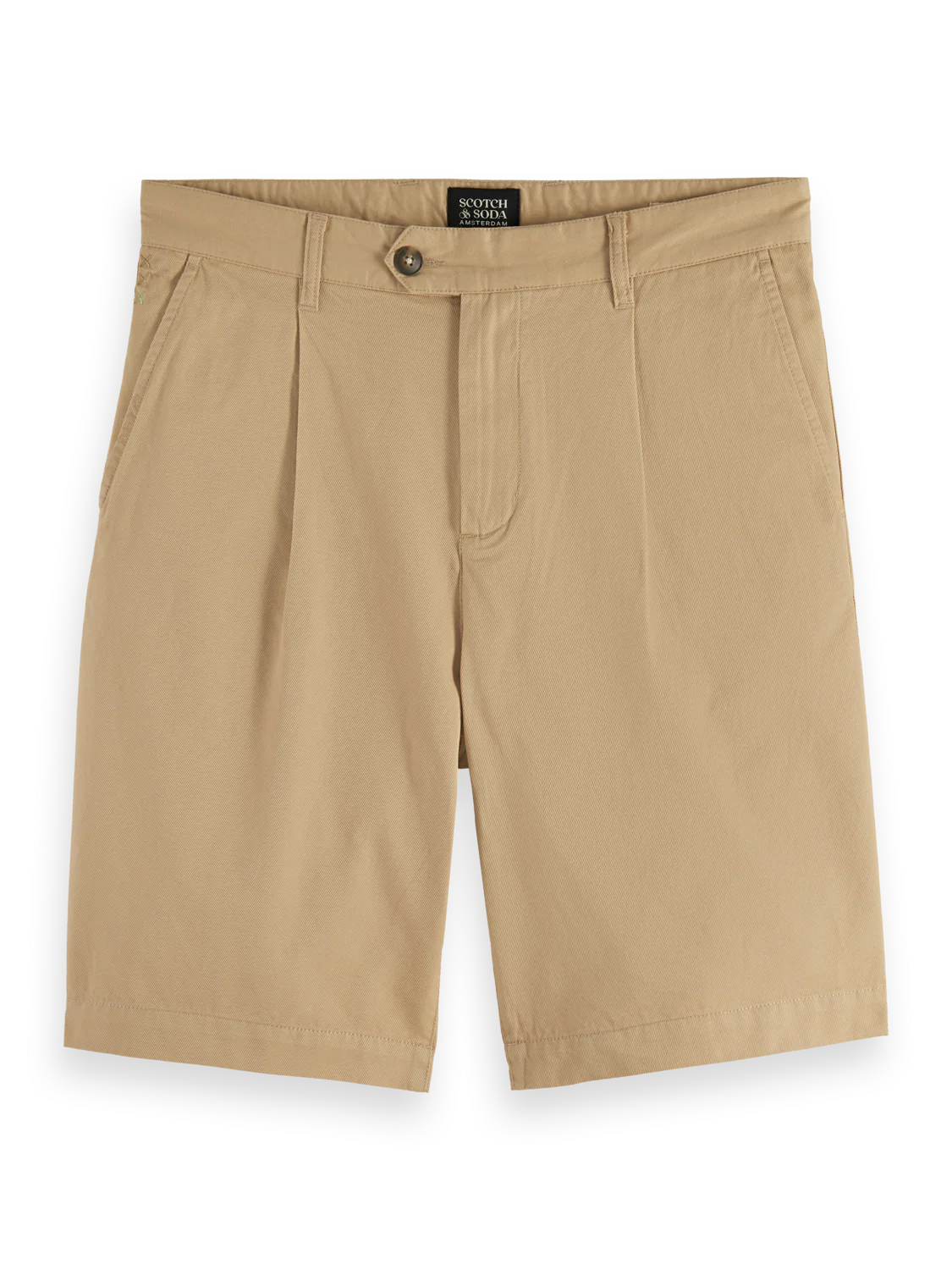 Pleated wide fit cotton-twill bermuda short