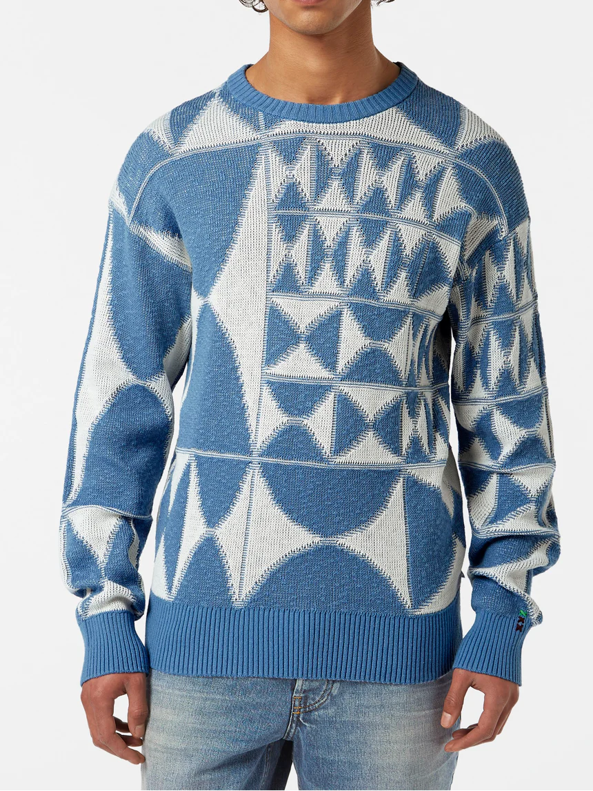 Textured jacquard crewneck