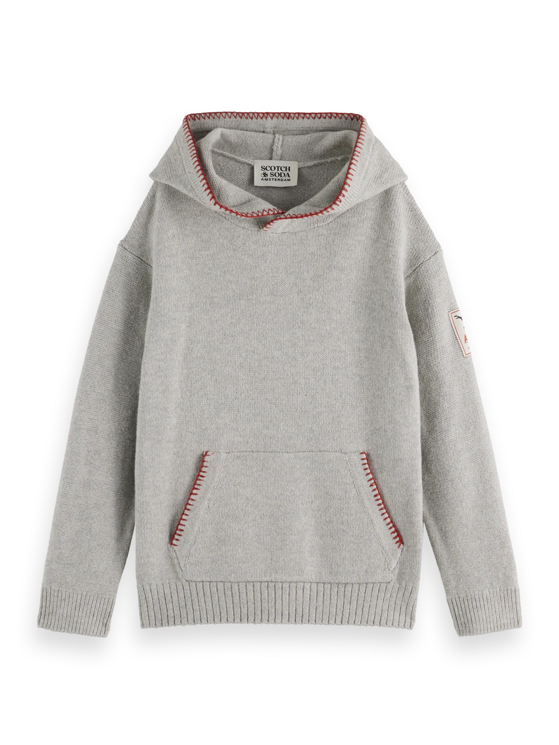 Boys Relaxed embroidered knitted hoodie