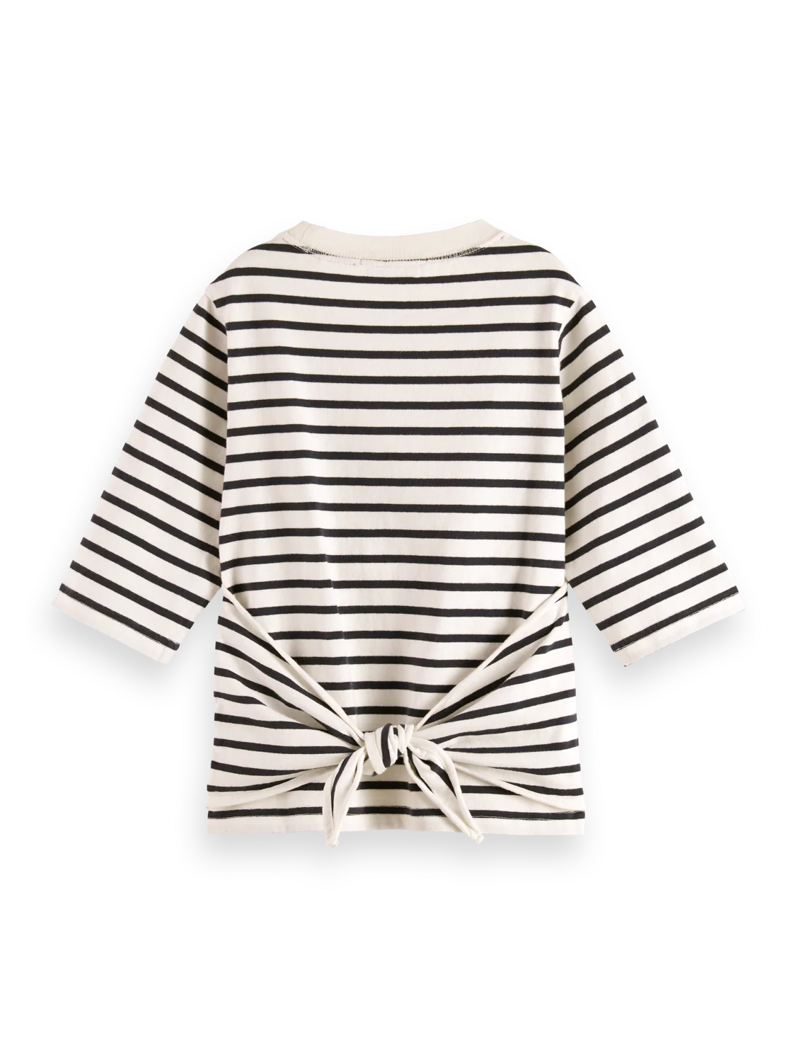 Girls Denim washed breton t-shirt with wrap details - Image 2
