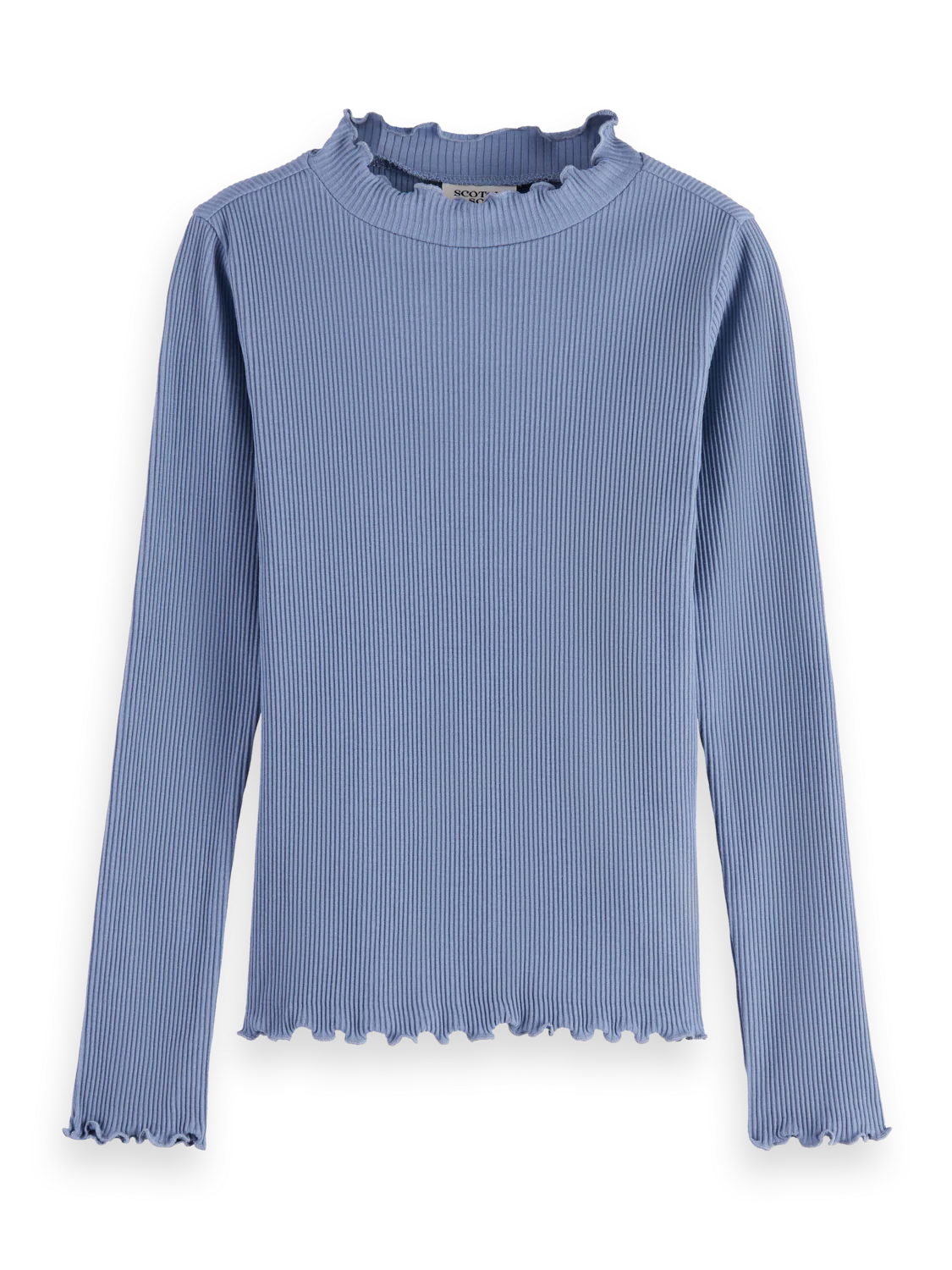 Girls Mock neck ribbed slim long-sleeve top