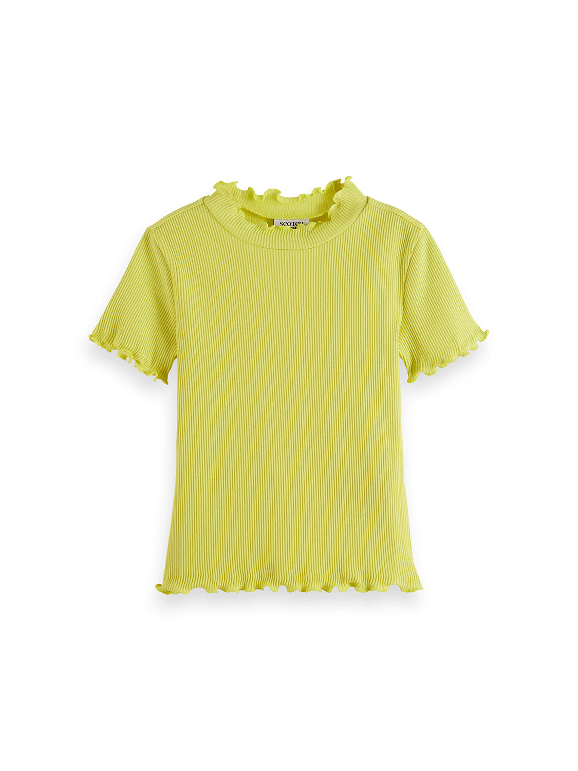 Girls Mock neck ribbed slim short-sleeve t-shirt