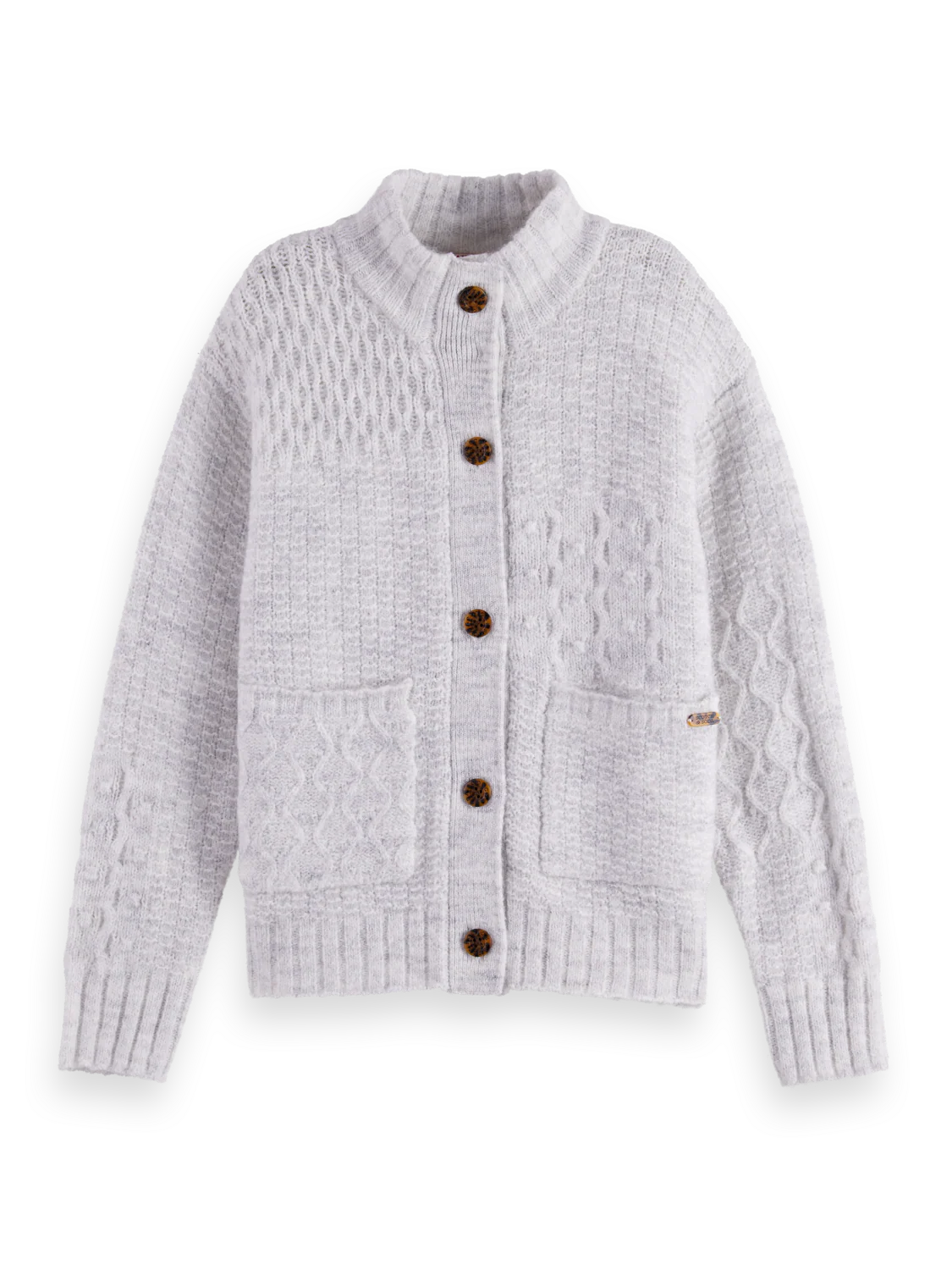 Girls Patchwork melange alpaca-blend cardigan