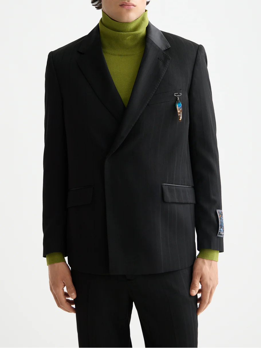 Festive double-breasted stripe relaxed blazer
