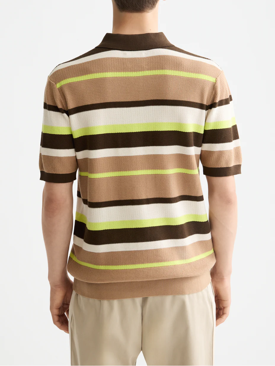 Knitted striped regular polo - Image 4