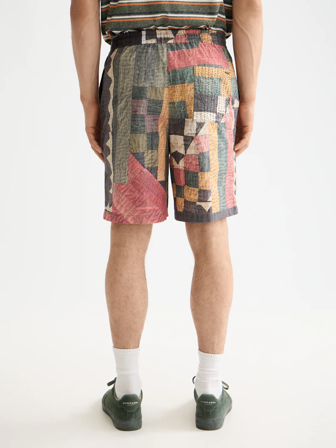 Printed patchwork cotton-poplin loose bermuda - Image 4