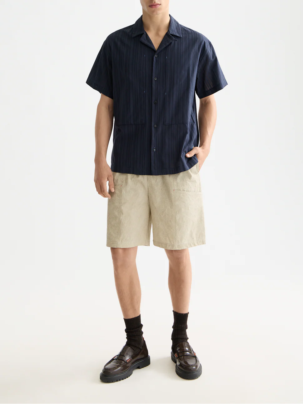 Structured stripe short sleeve shirt - Image 2