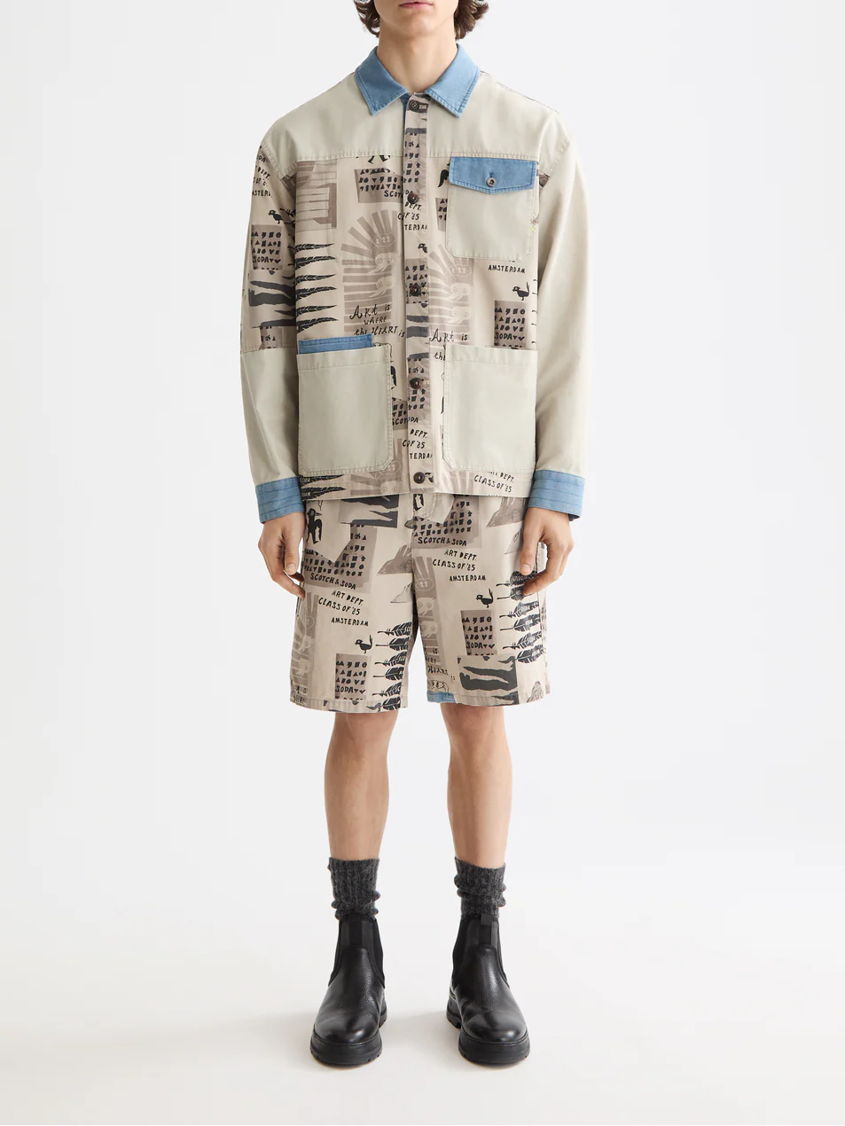 Printed block worker jacket - Image 2