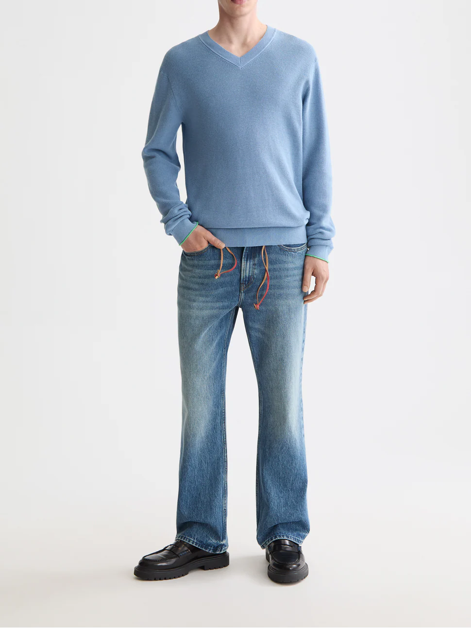 cotton linen v-neck knit - Image 8
