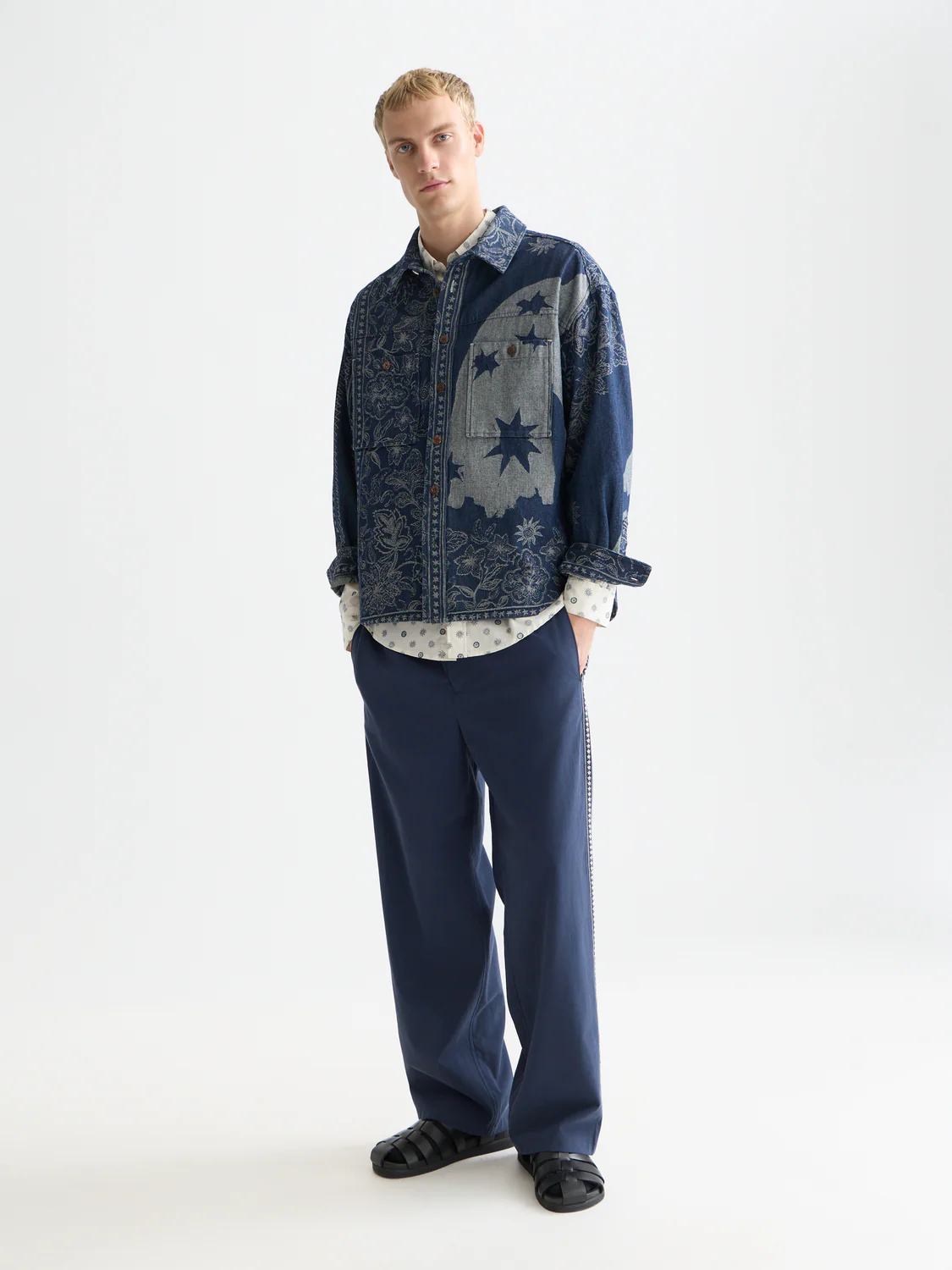 Denim jacquard overshirt - Image 2