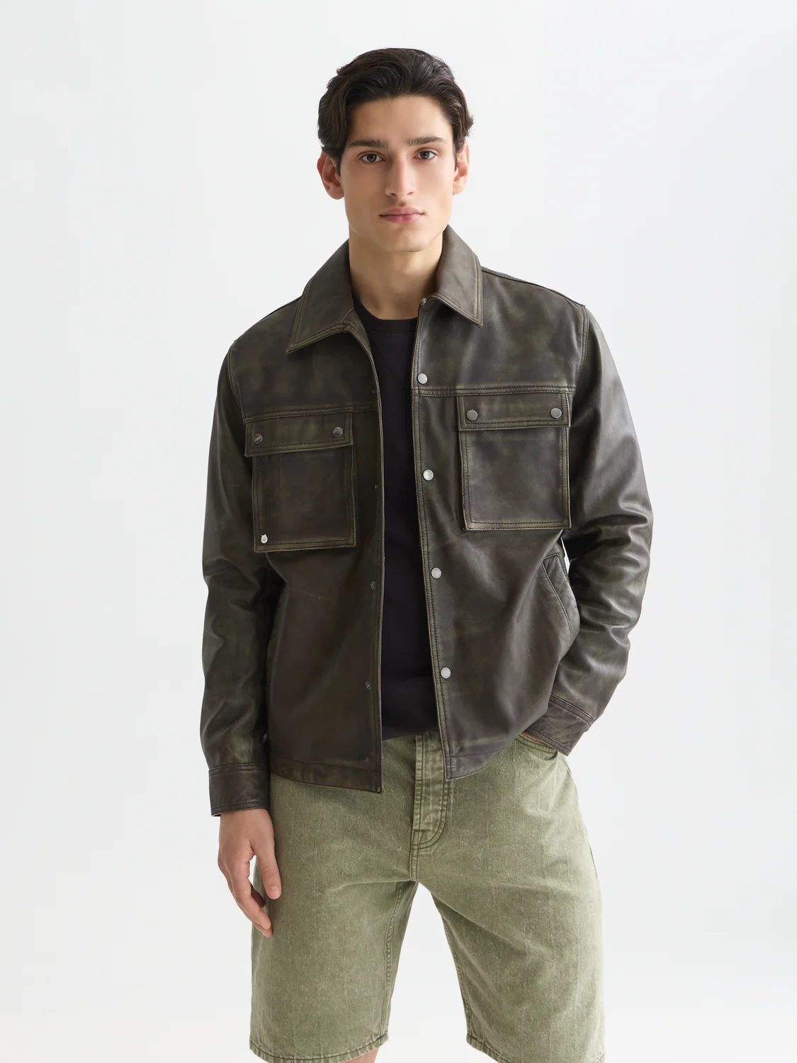 Brushed leather jacket