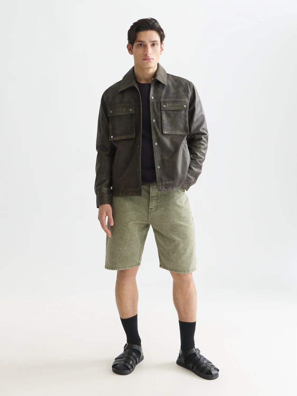 Brushed leather jacket - Image 2