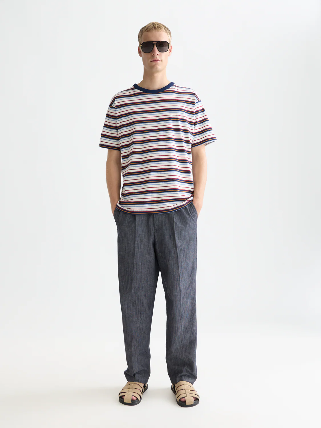 Oliver pleated linen-blend relaxed straight jogger