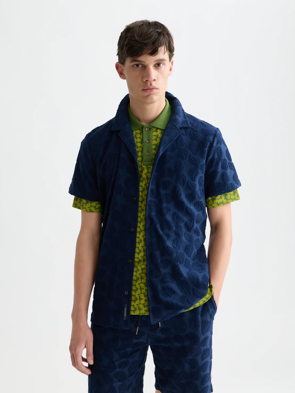 Terry jacquard short sleeve shirt