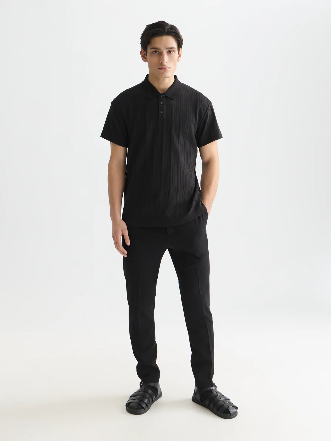 Structured ribbed relaxed polo - Image 2