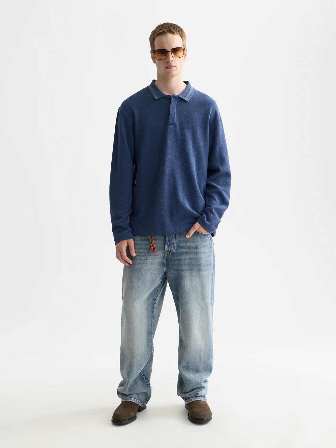 Structured relaxed long-sleeved polo - Image 9