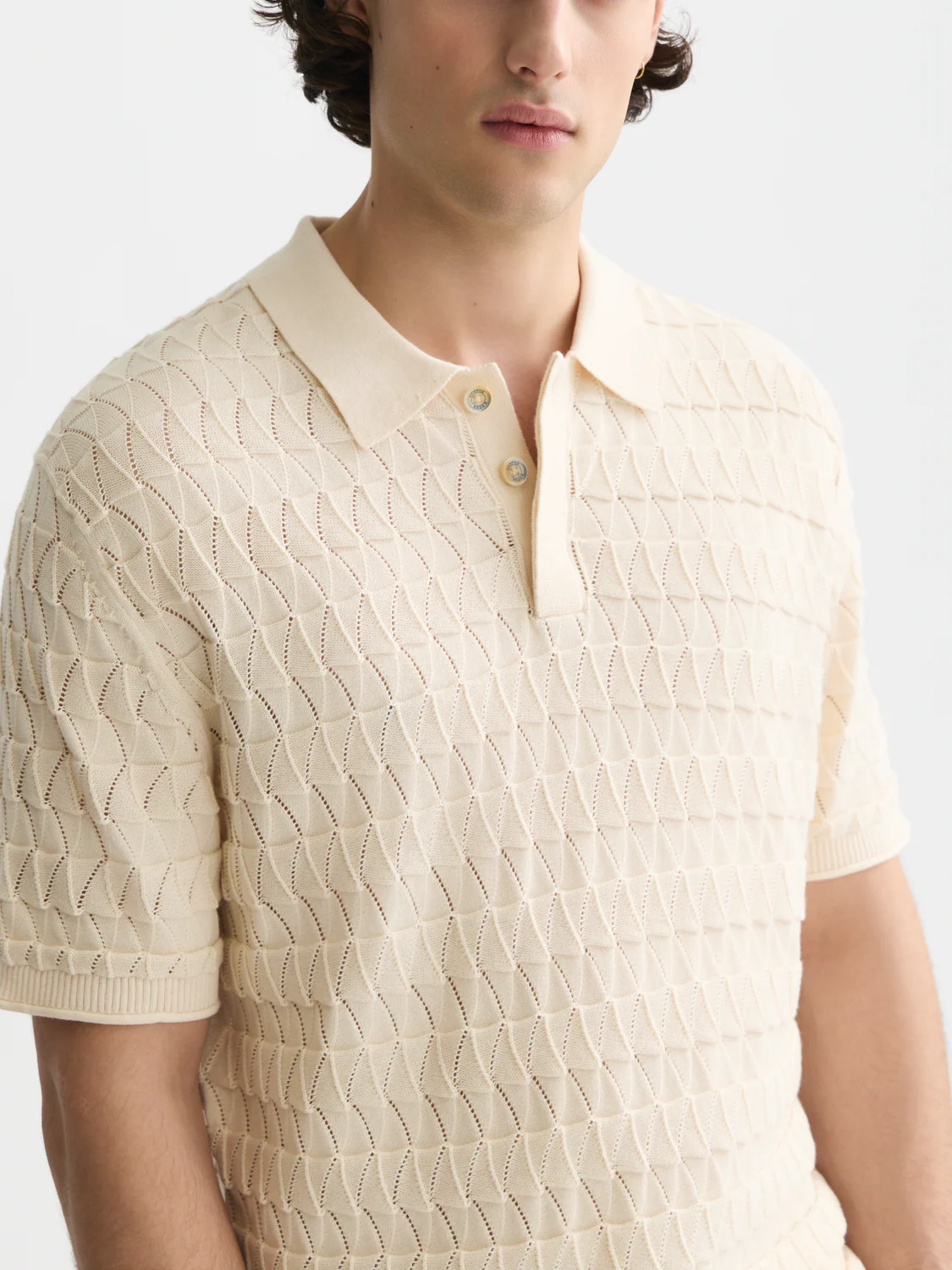 Pointelle knitted polo - Image 10