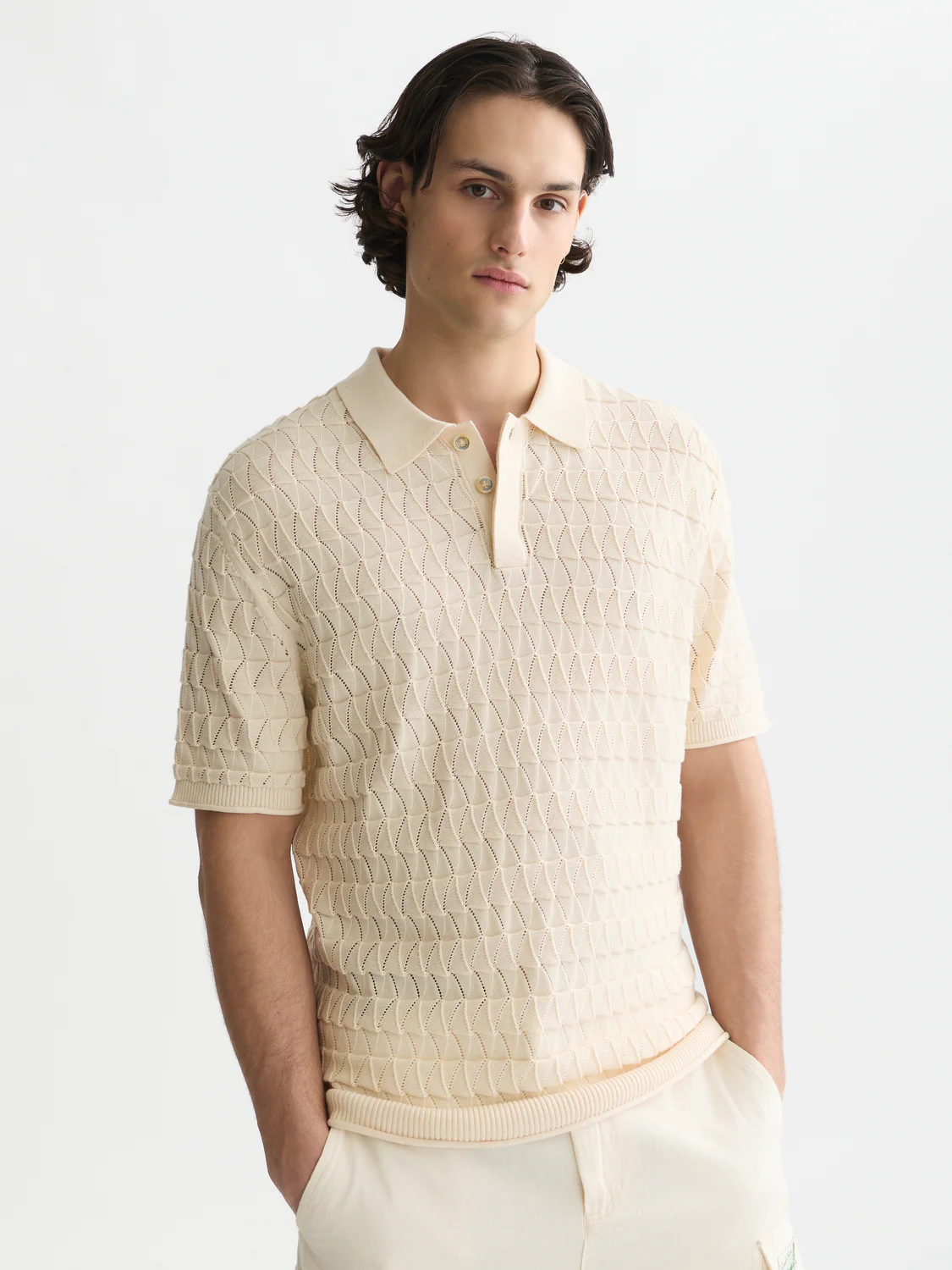 Pointelle knitted polo - Image 8