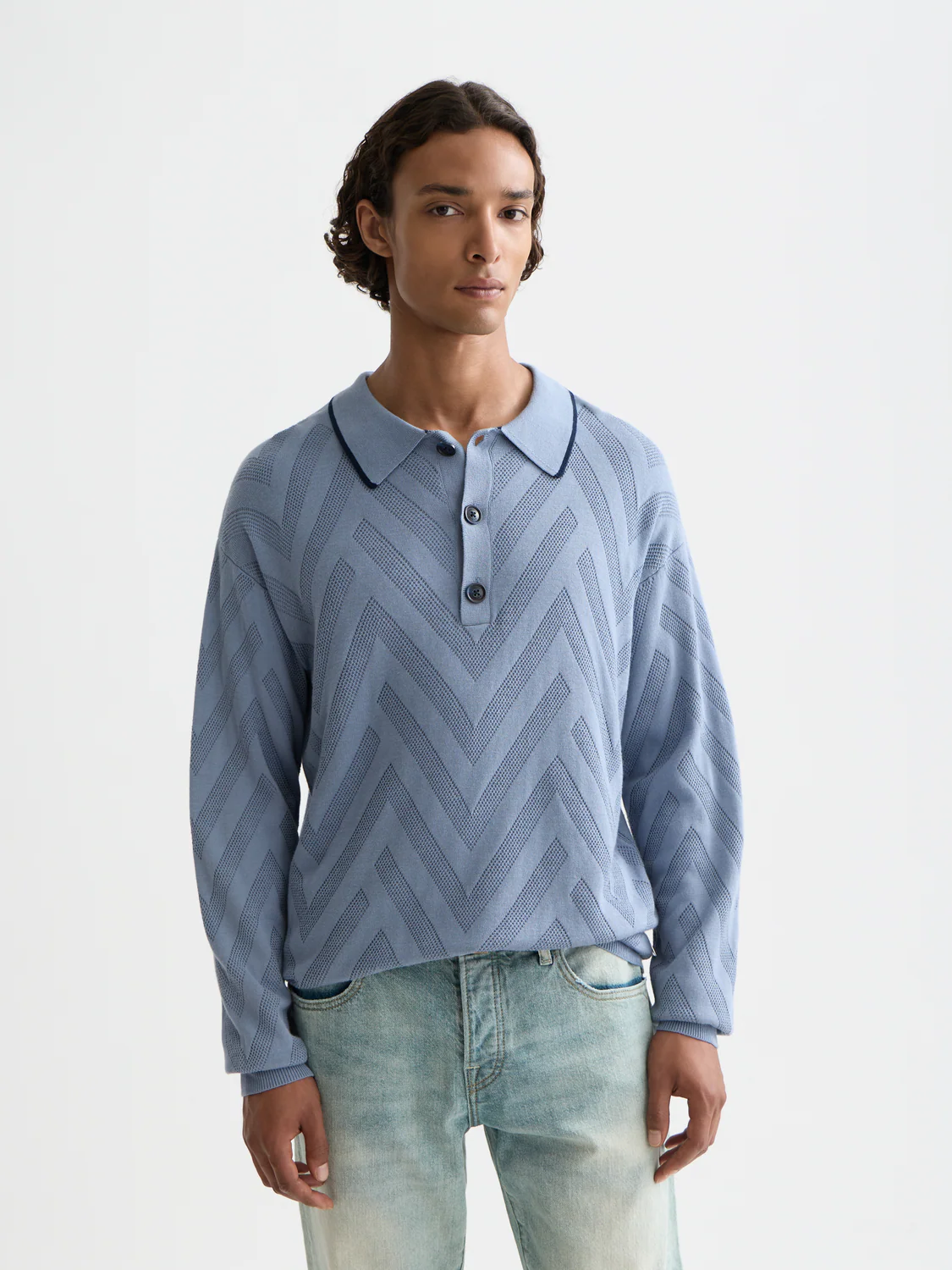 Structure long sleeve polo
