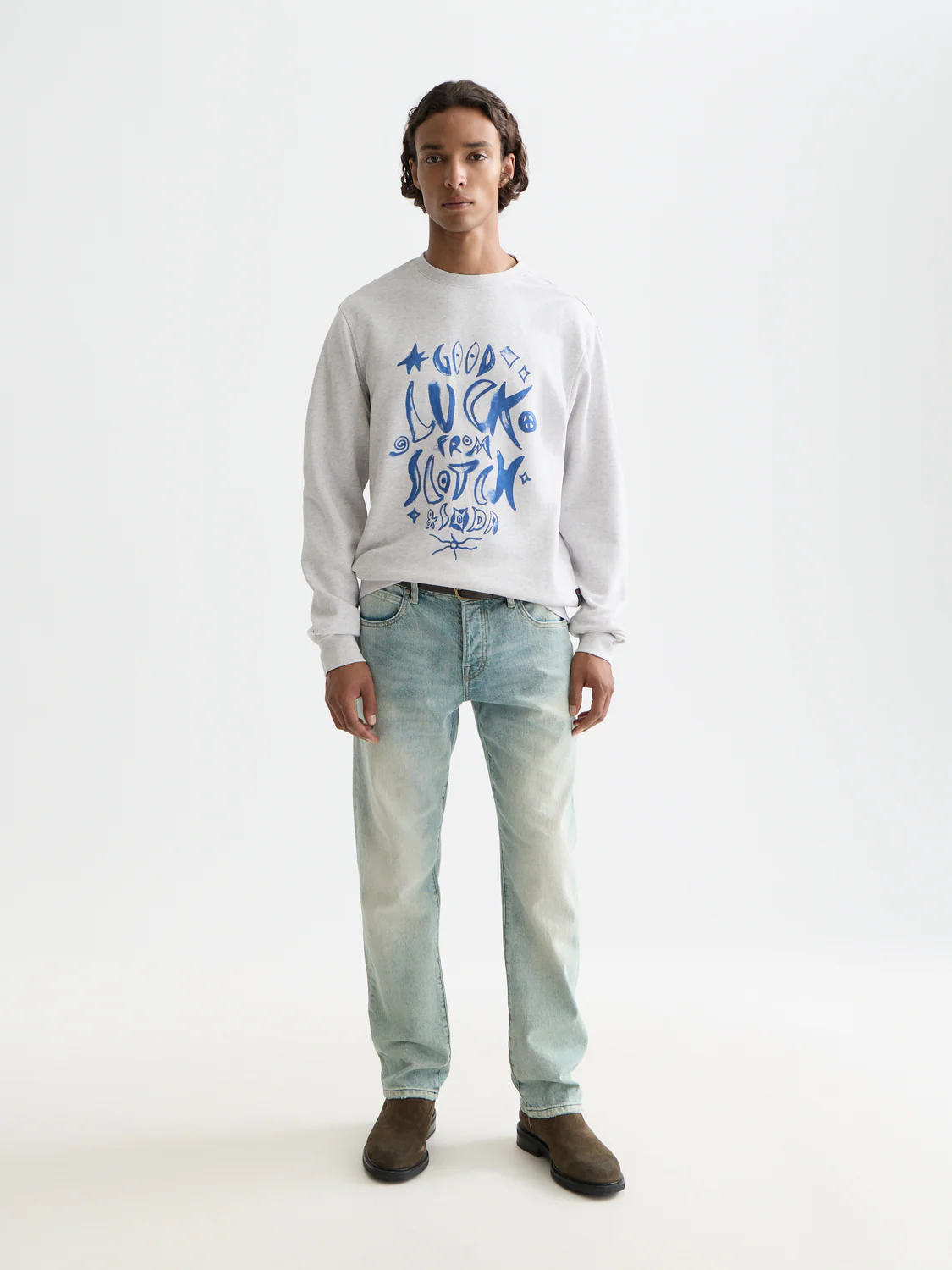 Washed denim graphic sweat - Image 2