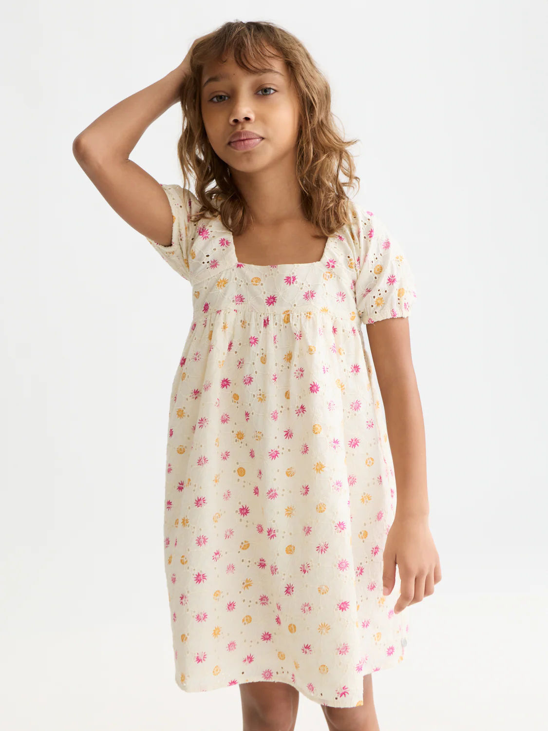 Girls Printed embroidered cotton dress - Image 2