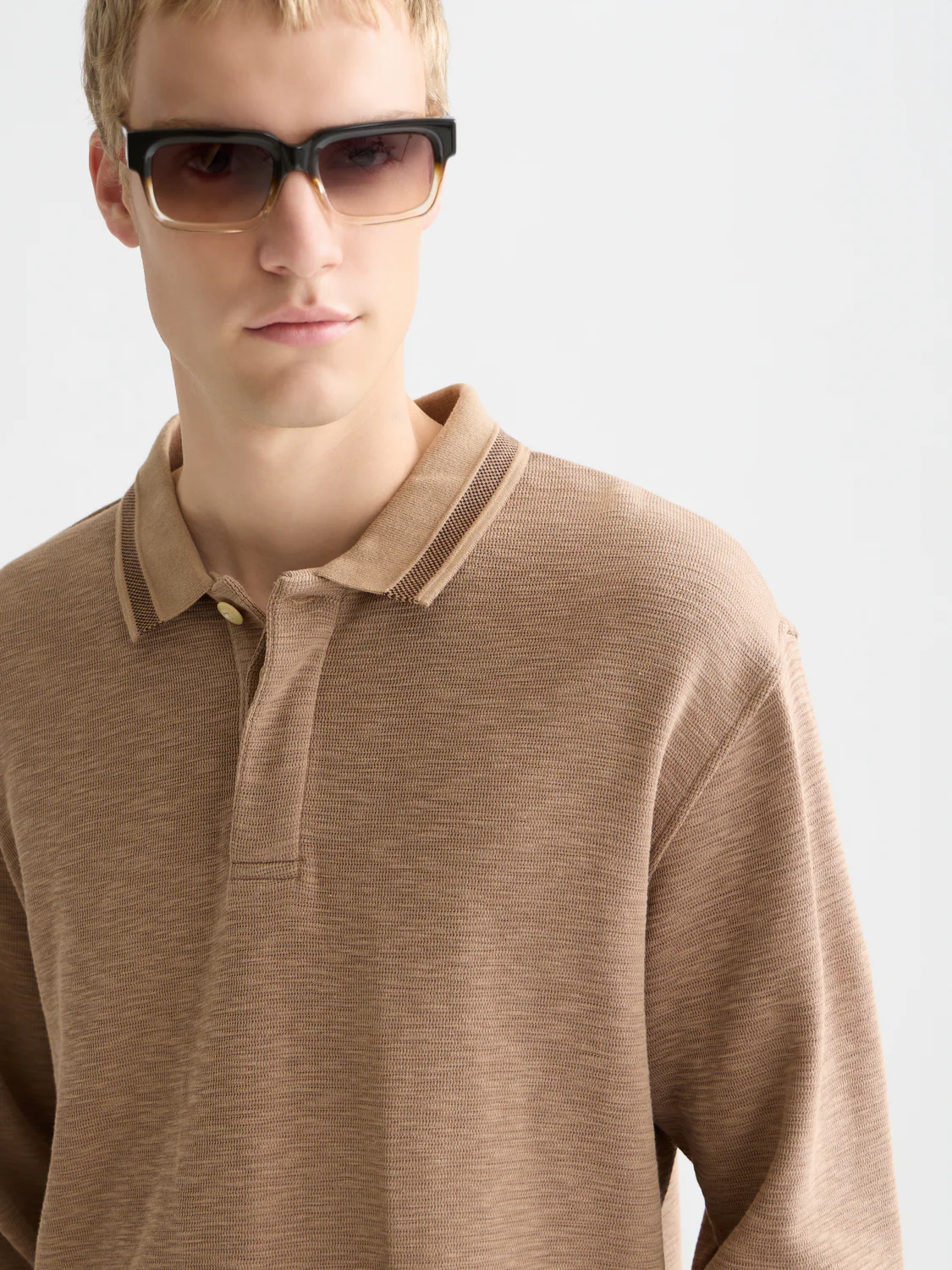 Structured relaxed long sleeve polo - Image 3
