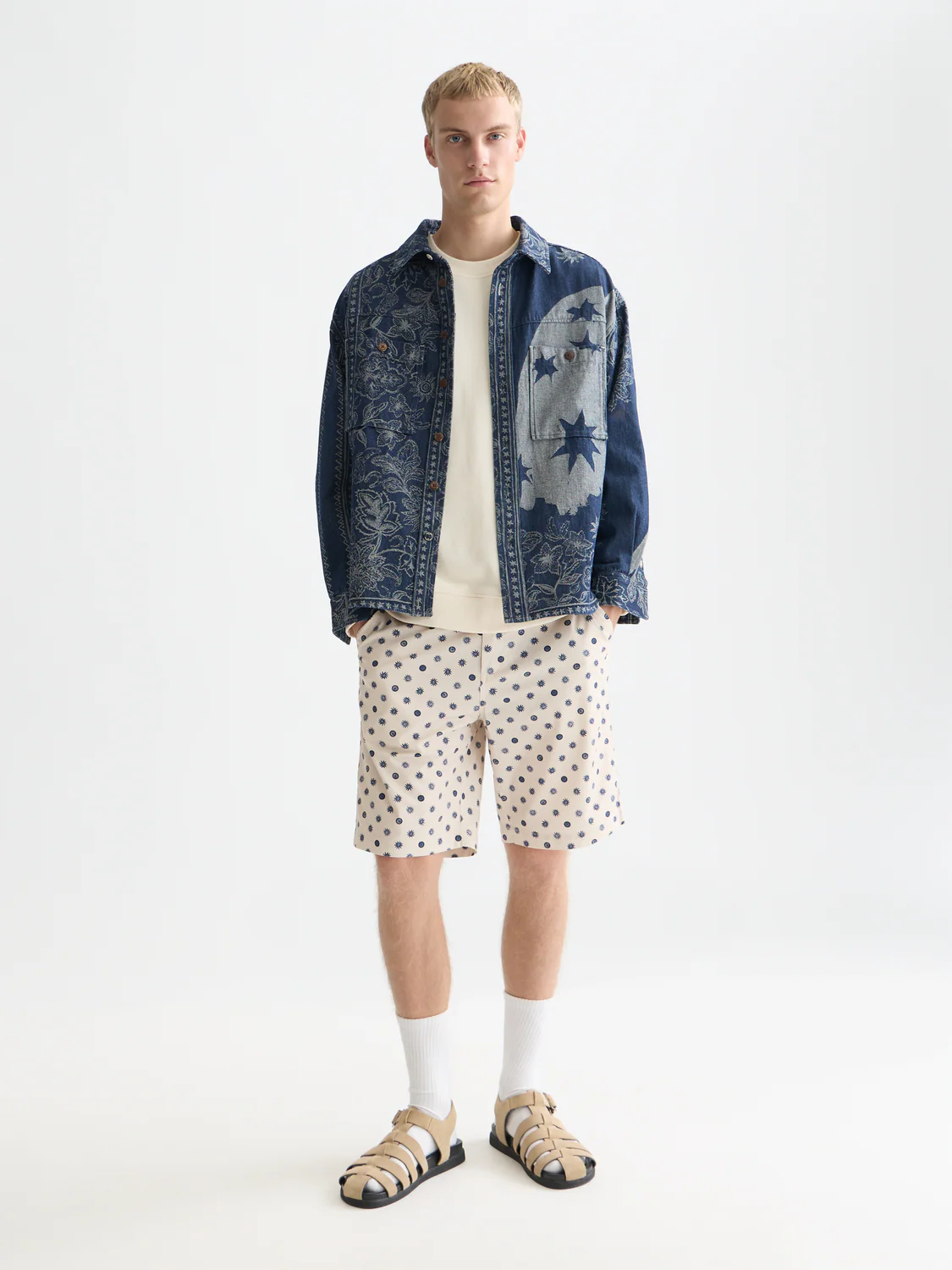 Stuart printed cotton chino shorts