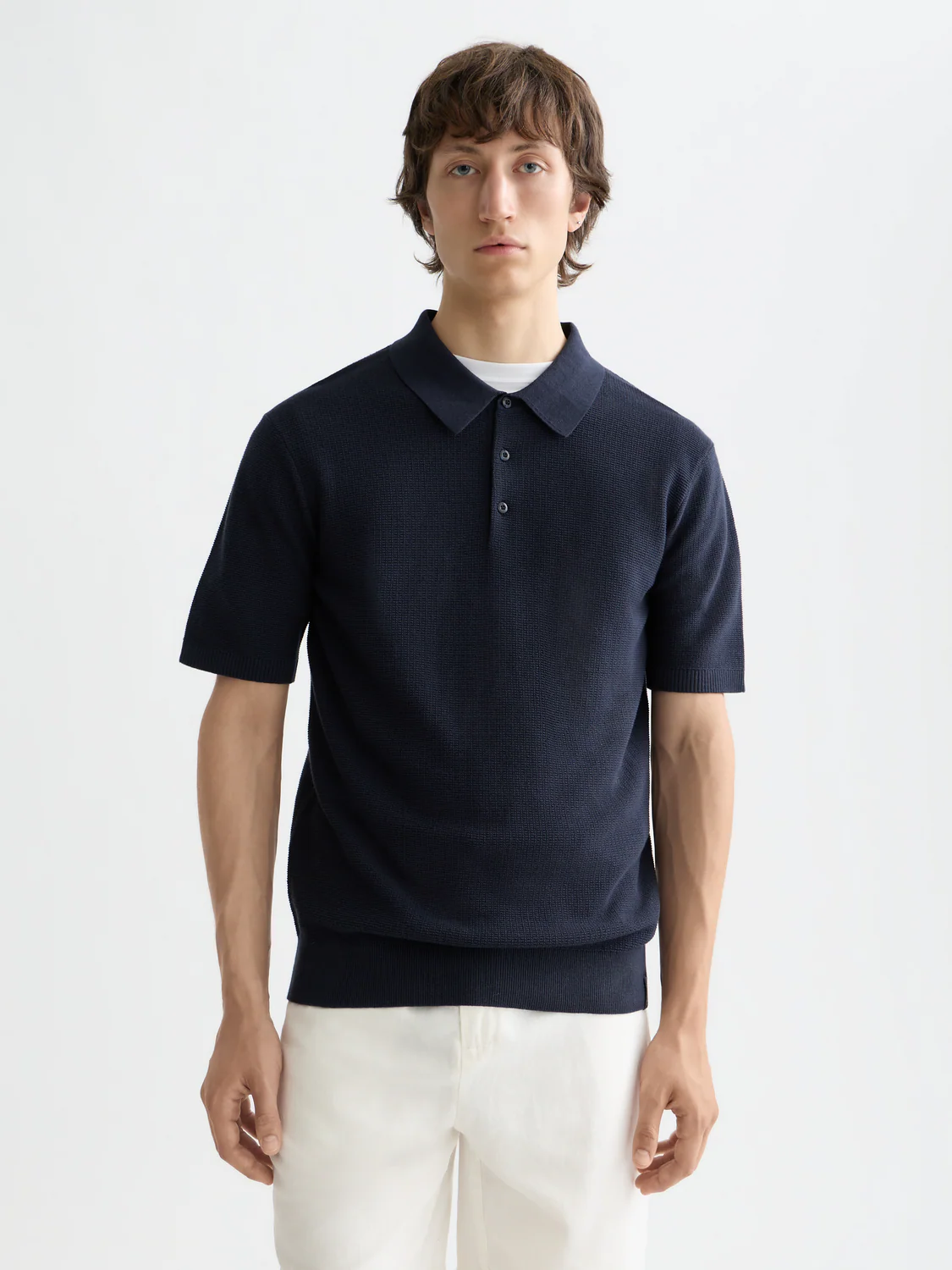 Essentials Structured knitted regular-fit polo - Image 8