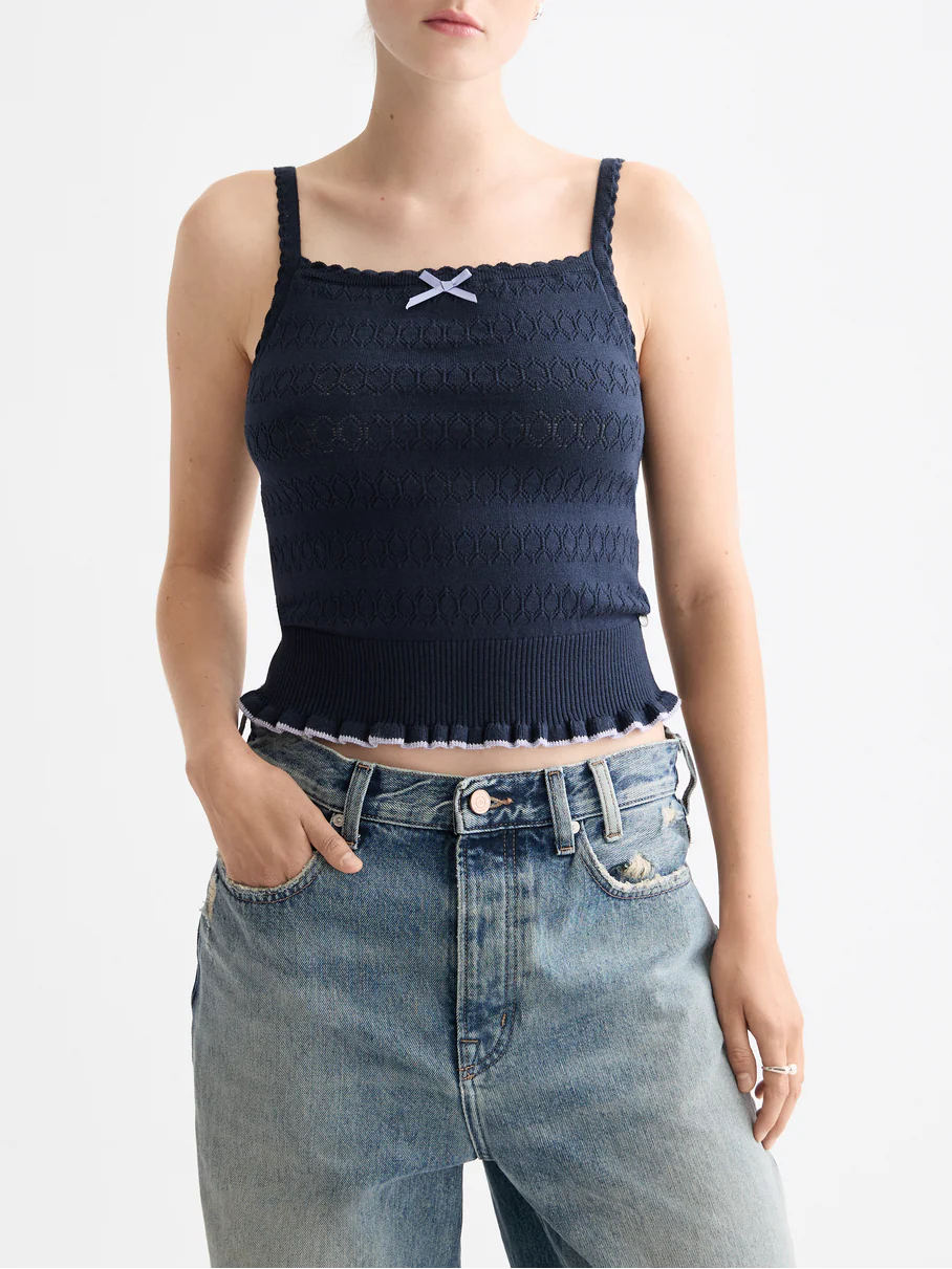 Pointelle knitted tank