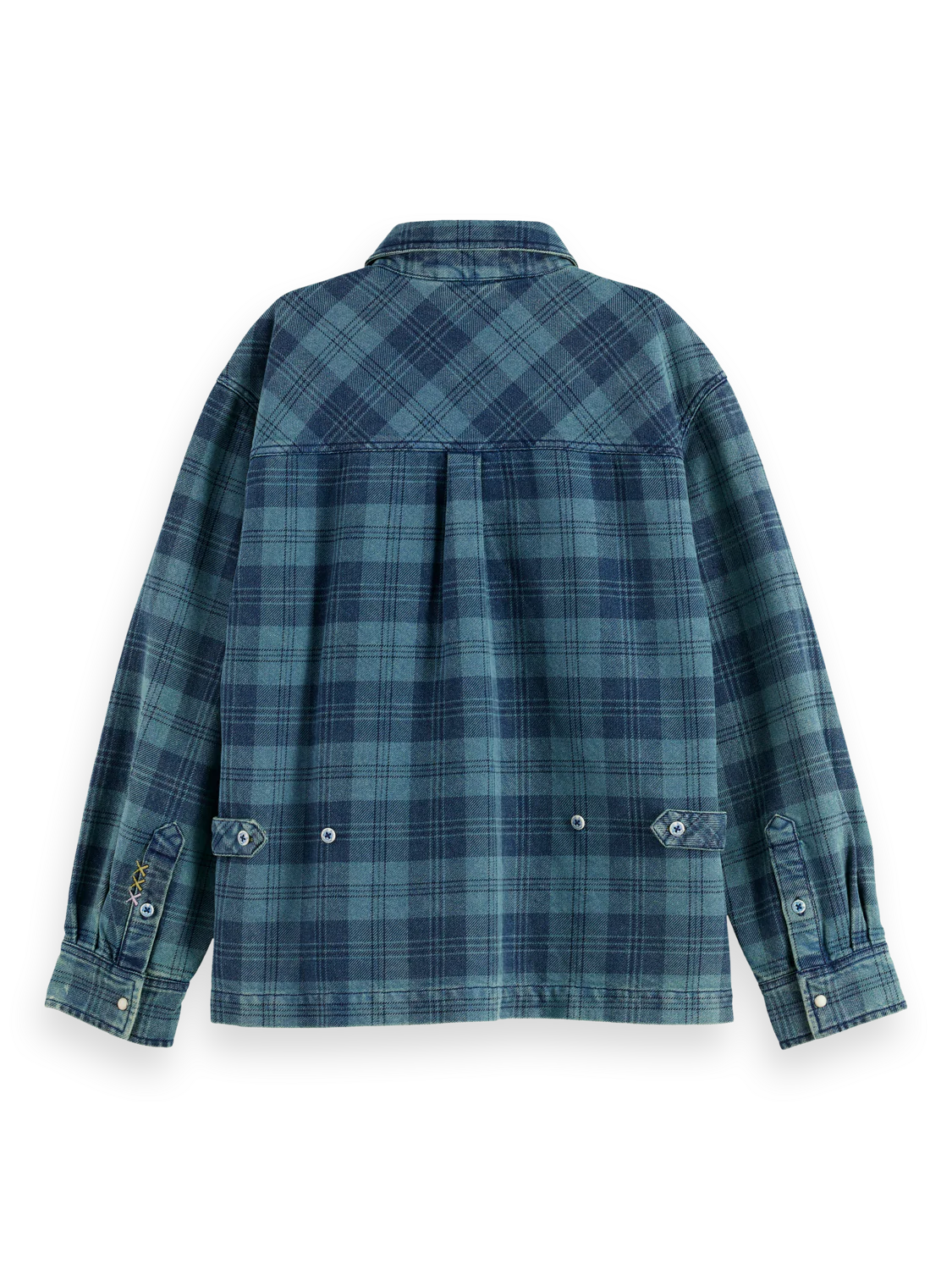 Washed denim checked overshirt - Image 6