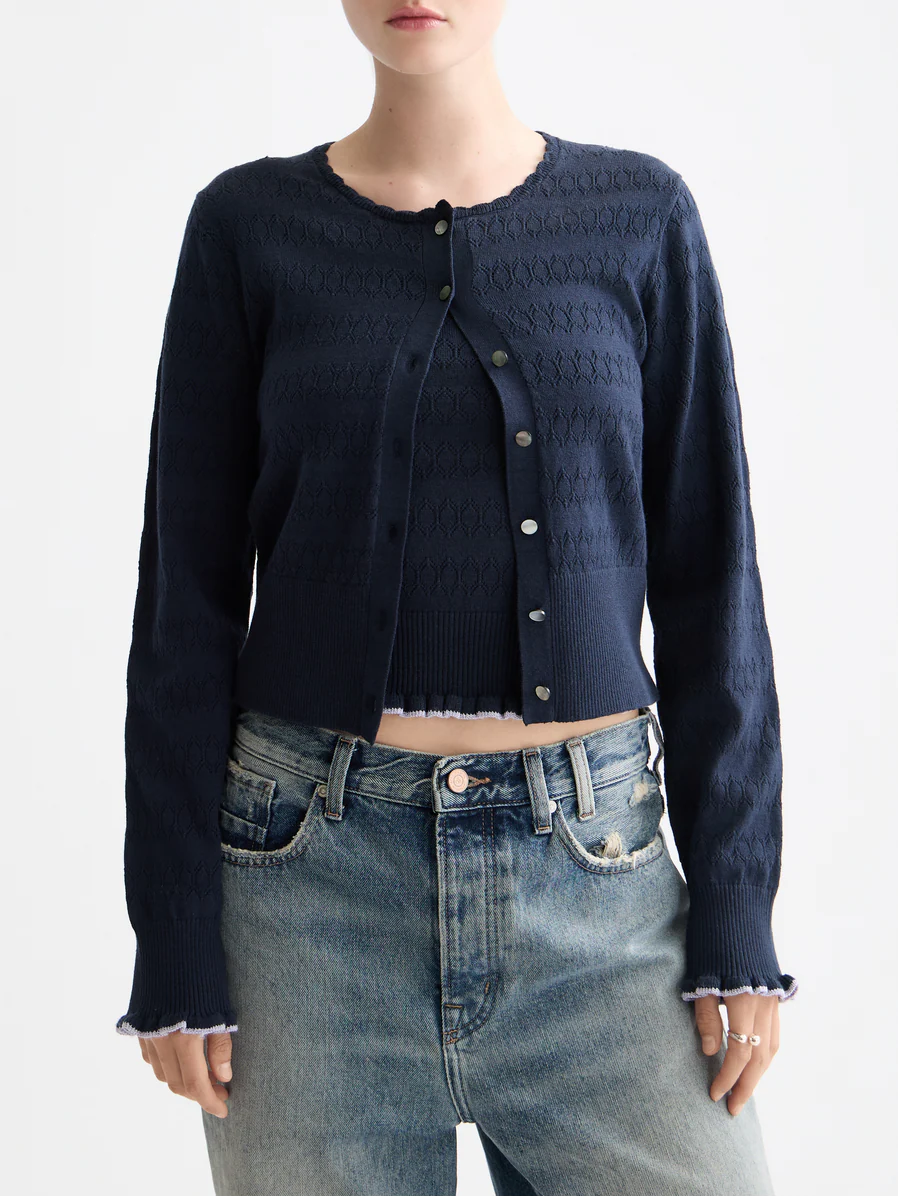 Pointelle knitted cardigan