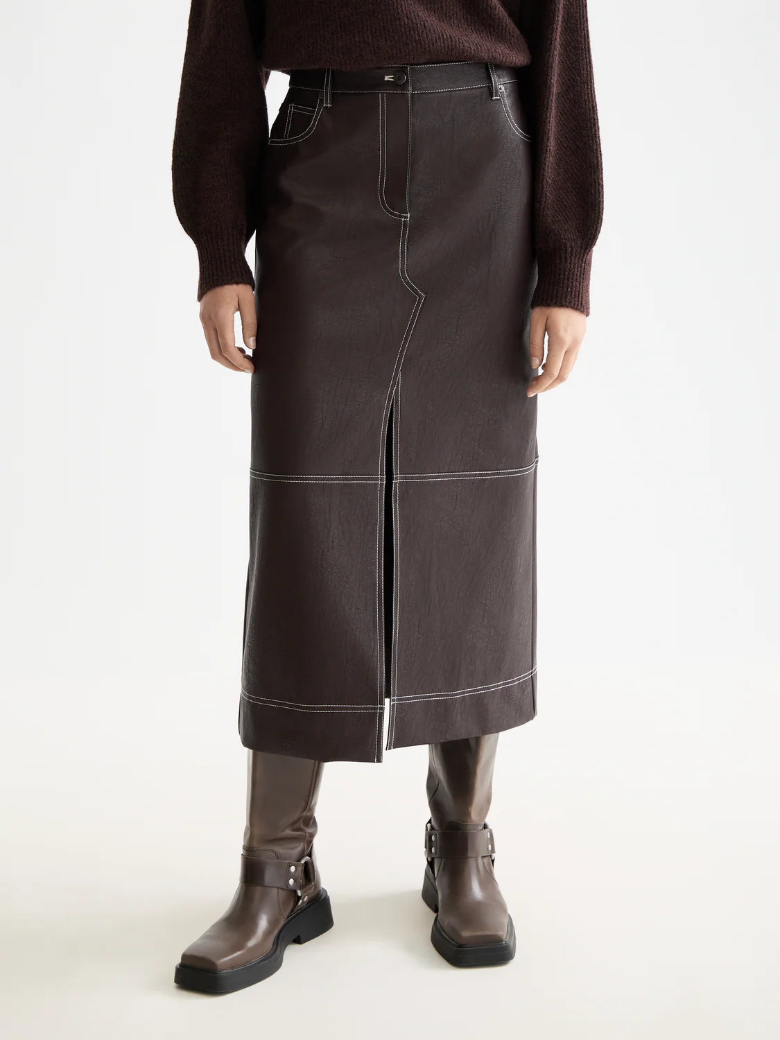 Vegan Leather midi skirt - Image 2