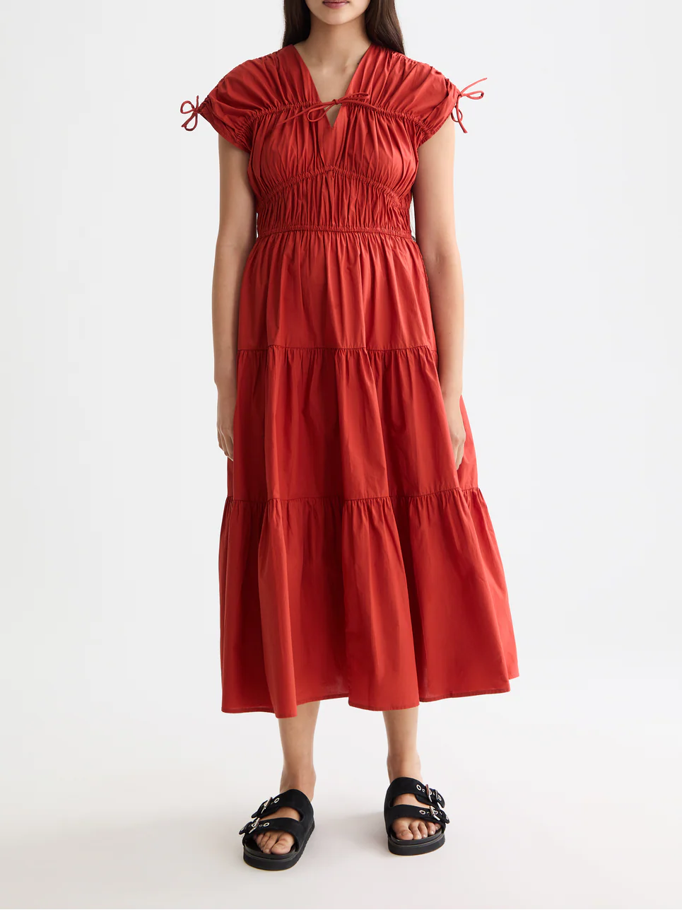 Gathered midi dress
